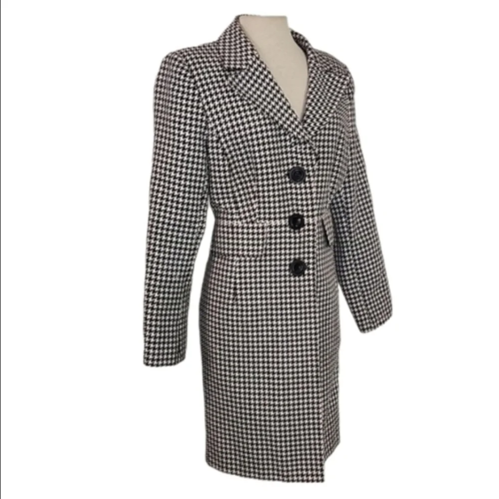 Isabella Suits Coat Houndstooth Black Plus Size 14